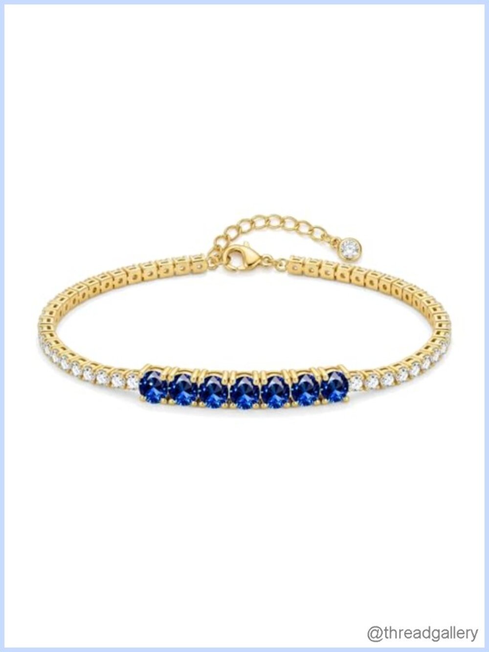 14K Gold Plated Birthstone Tennis Bracelet Dainty Stackable Adjustable